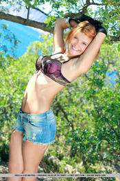 Young Redhead Cutie Stripping Outdoors 03